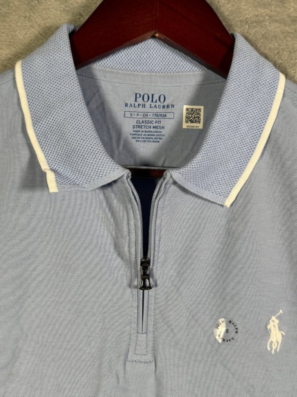 Polo Ralph Lauren Shirt Mens S Blue Quarter Zip Classic Fit Stretch Mesh $125